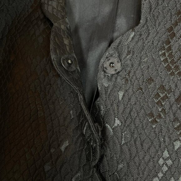 Albert Nipon Snake Print Scalloped Belted Evening Jacket Dark Brown-Black Size 4 - Picture 5 of 9